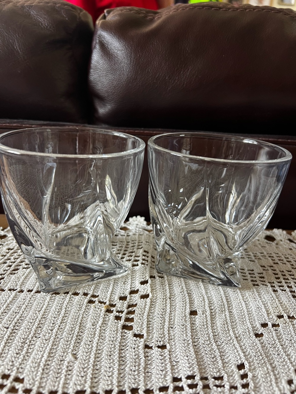Mikasa Crystal Motion Twisted Double Old Fashioned whiskey glasses. Set of two